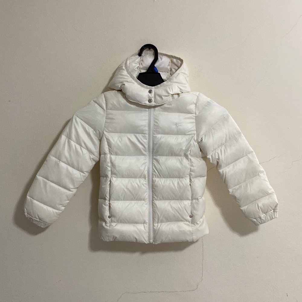 Polo by Ralph Lauren Cream Quilted Hooded Puffer Jacket